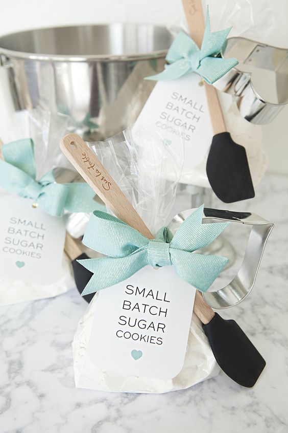 Write down the brides favorite recipe and use those as unique bridal shower favors. 