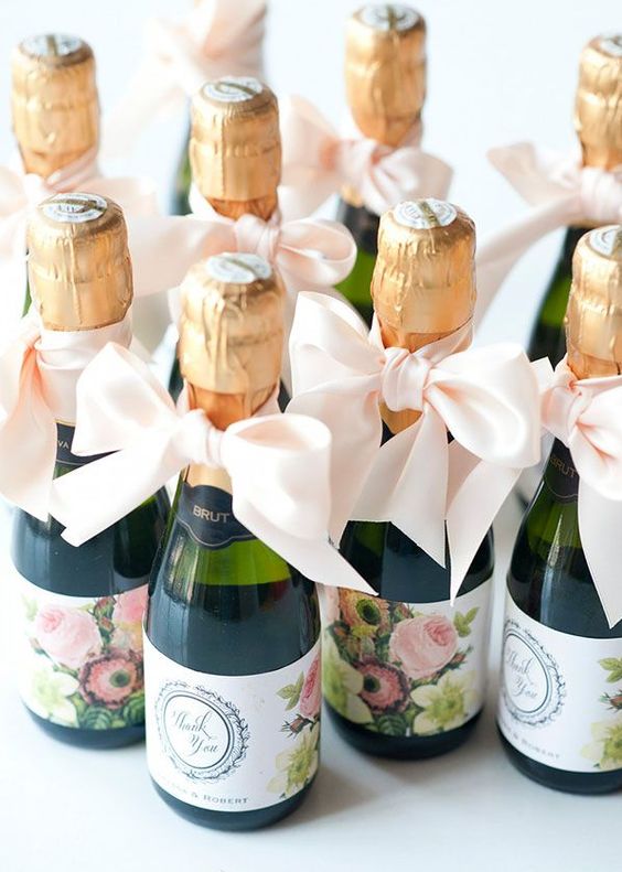 Mini-Champagne bottles make the perfect bridal shower favors! Especially when customized.