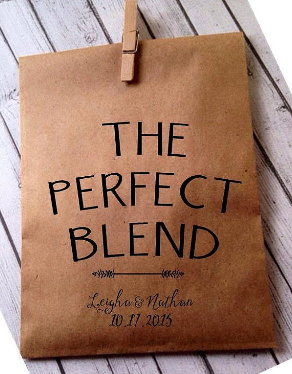 The perfect blend of personalized coffee is makes for cute bridal shower favors.