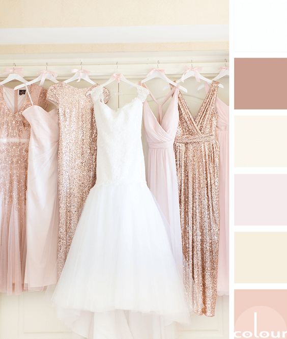 Instead of the typical fall wedding colors, keep it light with gold and peach tones.