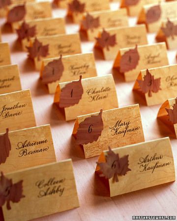 Use maple placecards or holders at your fall wedding.