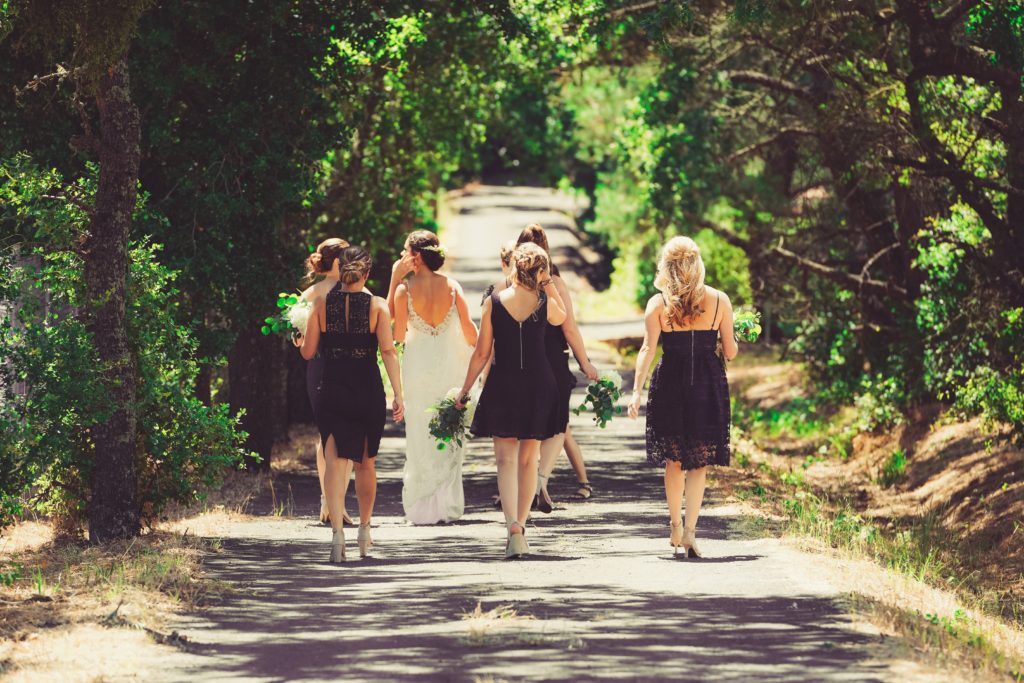Bridal Party Walking Away