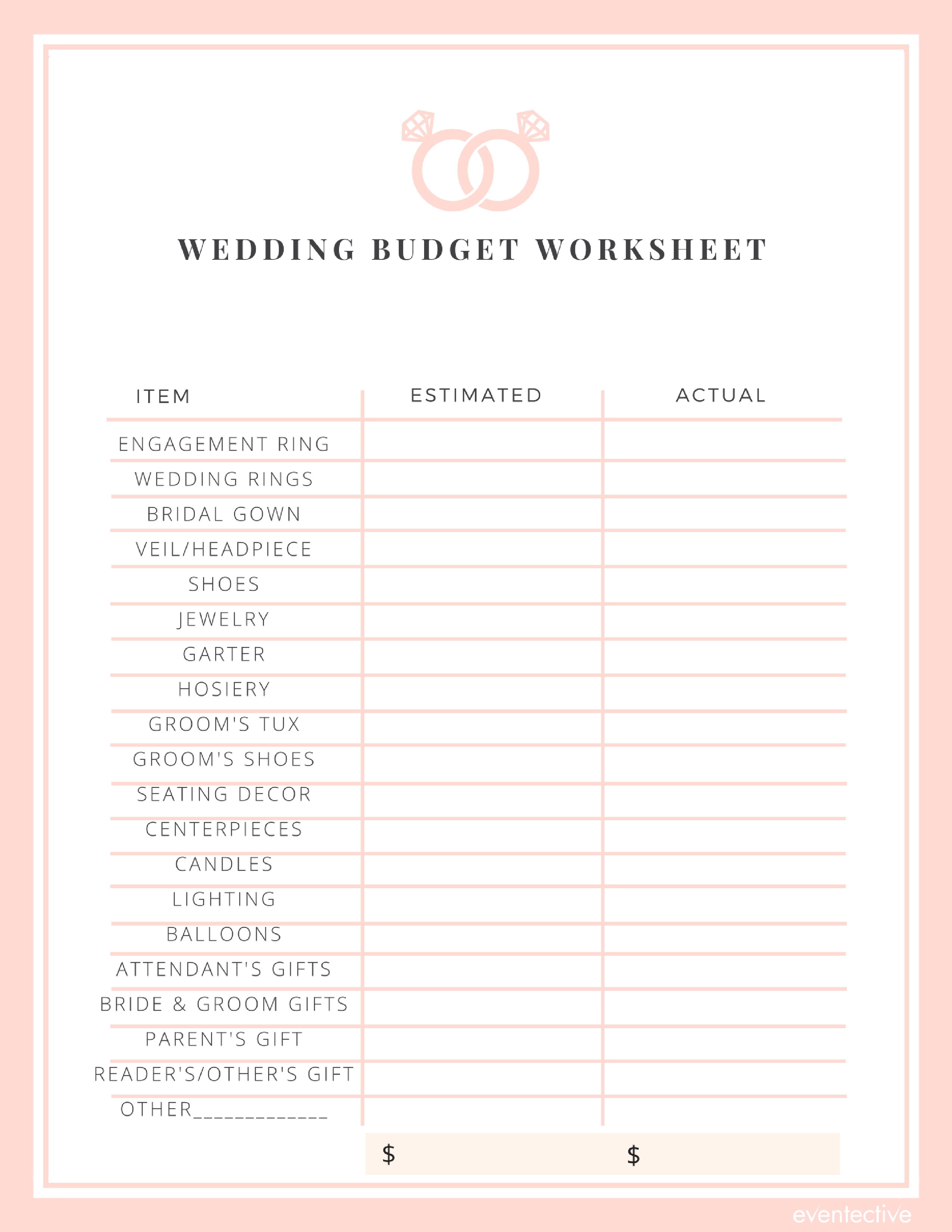 Wedding Budget Worksheet - Cheers and Confetti Blog by Eventective
