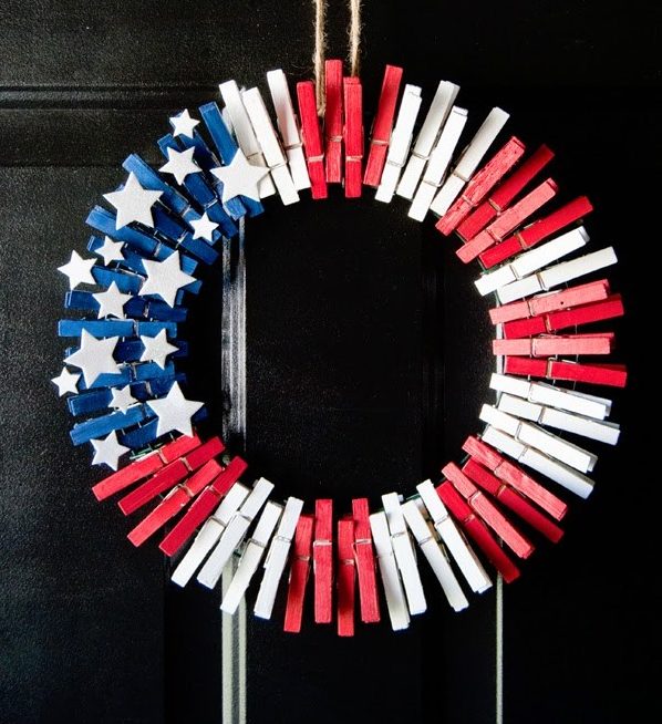 4th of July Decorations Clothespin Wreath