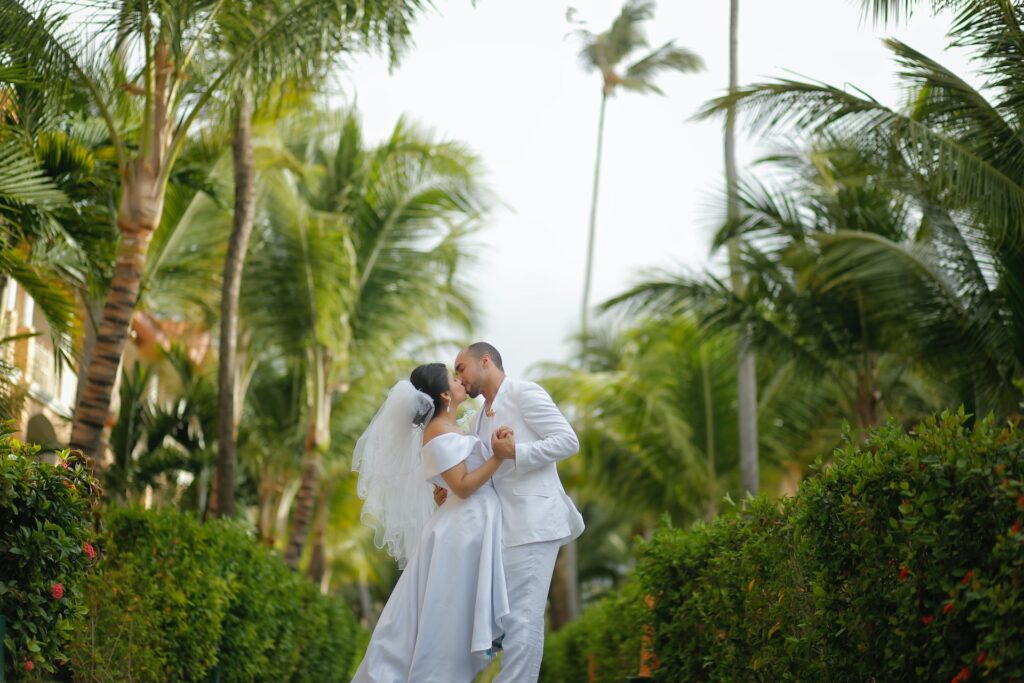 Booking a destination wedding with palm trees