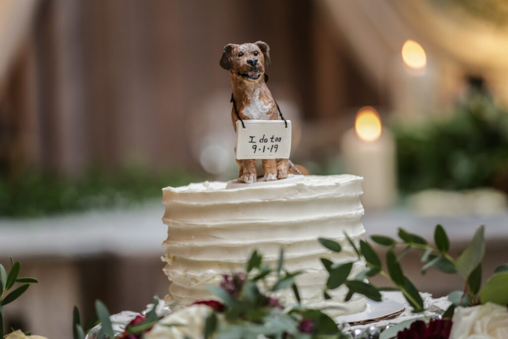 Dog wedding cake topper