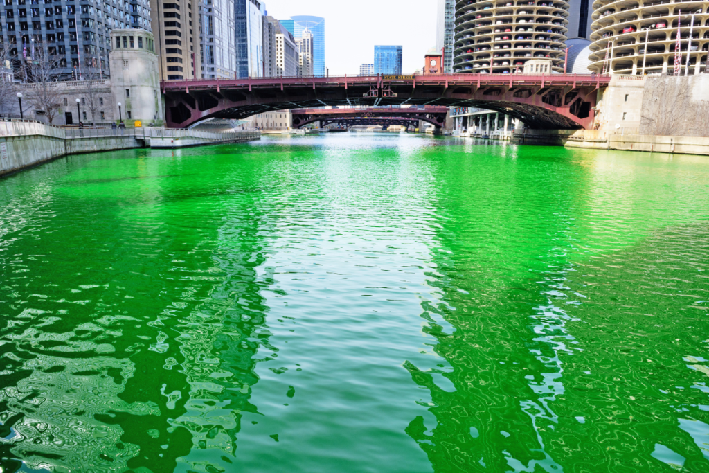 Chicago River green for St. Patrick's Day