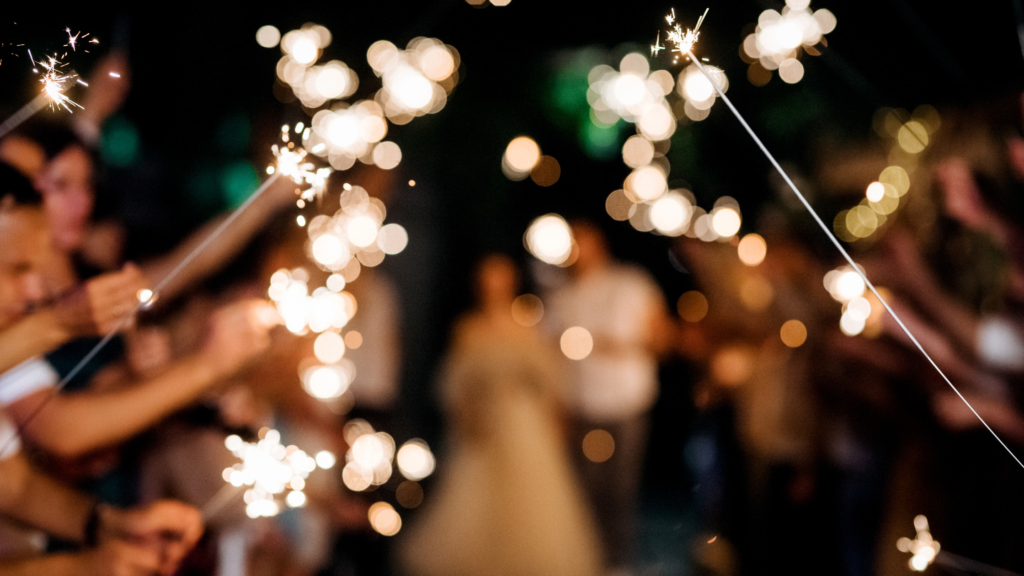 Sparkler sendoff for newlyweds
