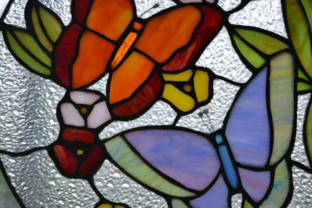 Colorful butterfly stained glass