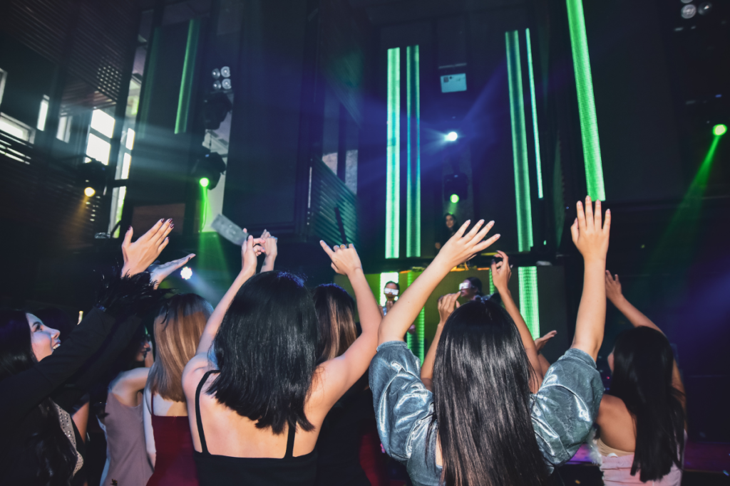 Group of women dancing at a club