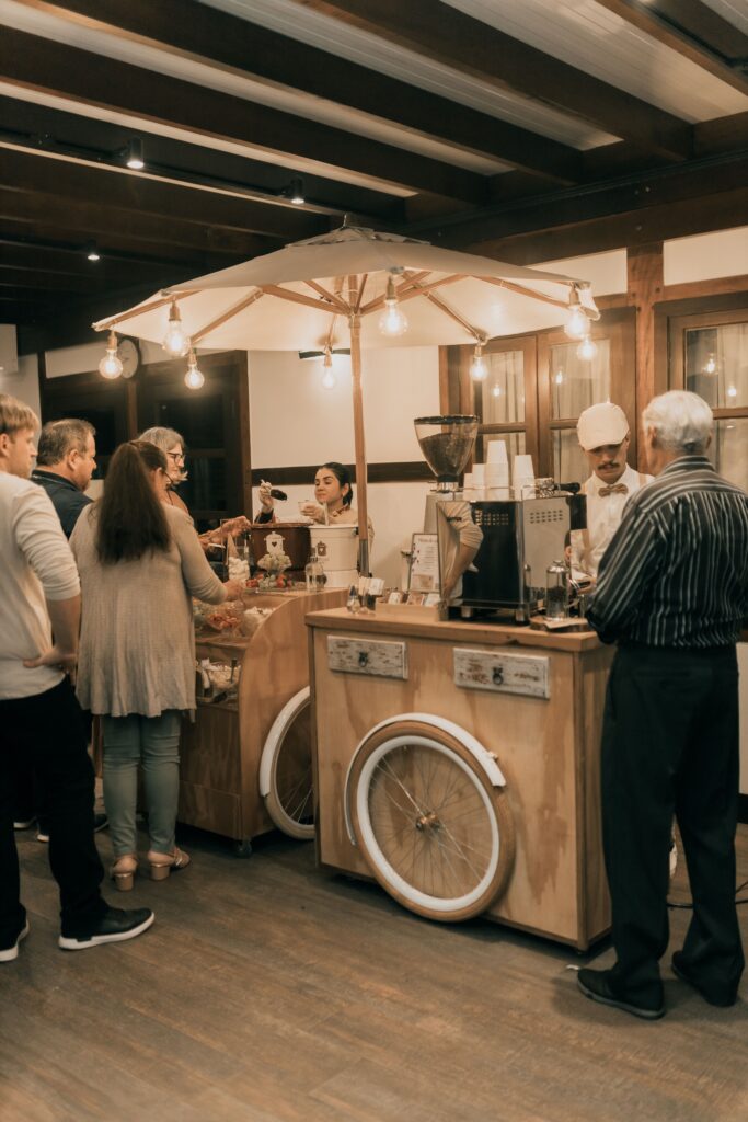 Espresso set up at an indoor gathering